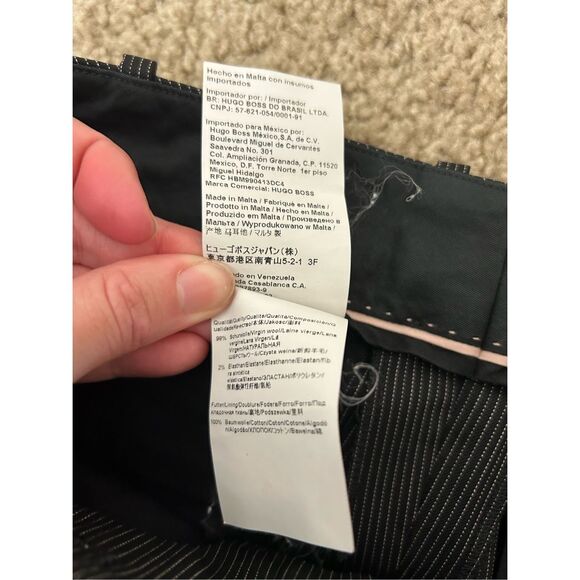 Hugo Boss Virgin Wool Black White Stripe Straight Leg Pants, Size 8, MSRP $278 - Picture 5 of 8